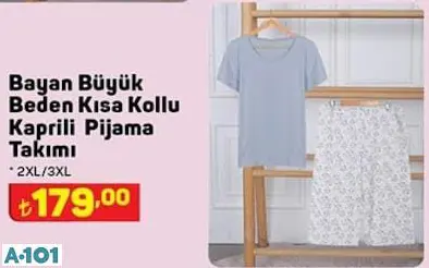 BÜYÜK BEDEN KISA KOLLU KAPRİLİ PİJAMA TAKIMI BÜYÜK BEDEN KISA KOLLU KAPRİLİ PİJAMA TAKIMI